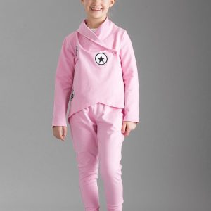 Wholesale Light pink girl set with stripes