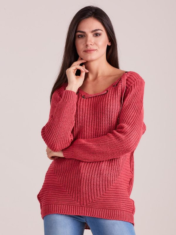 Wholesale Pink sweater with lacing