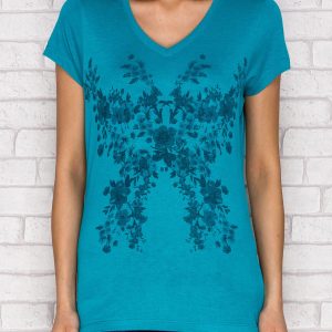 Wholesale Dark green floral print t-shirt