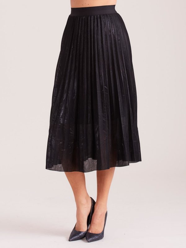 Wholesale Black pleated skirt over the knee