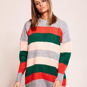 Wholesale Loose sweater with stripes grey