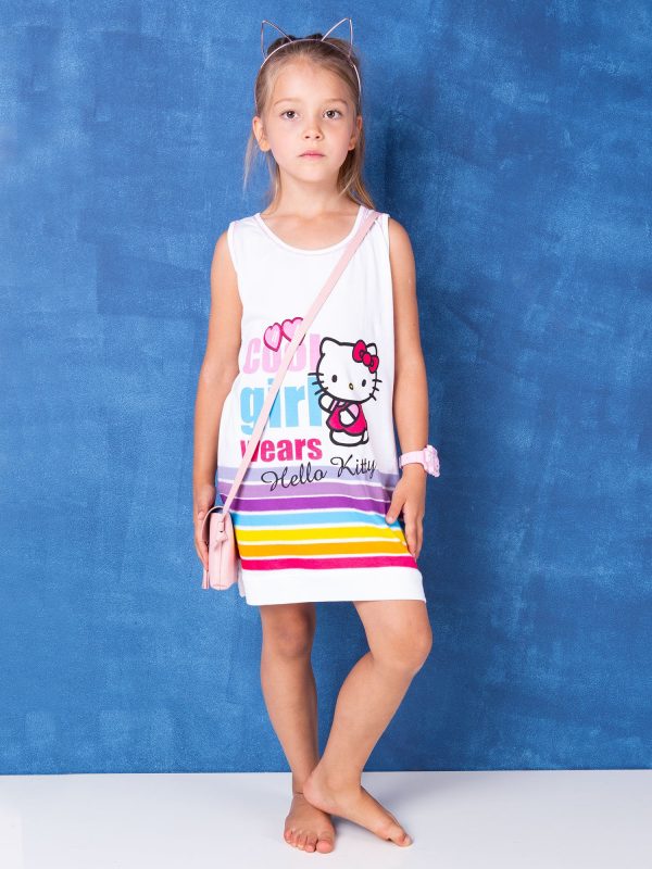 Wholesale White dress for girl HELLO KITTY