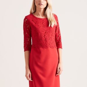 Wholesale Red elegant dress with lace