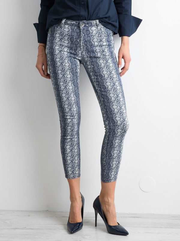 Wholesale Blue Animal Pattern Pants