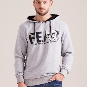 Wholesale Men's Hoodie and Print Grey