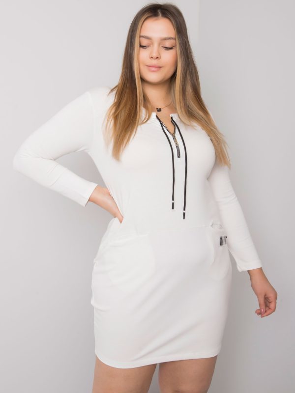 Wholesale Ecru dress plus size with pockets Alessia