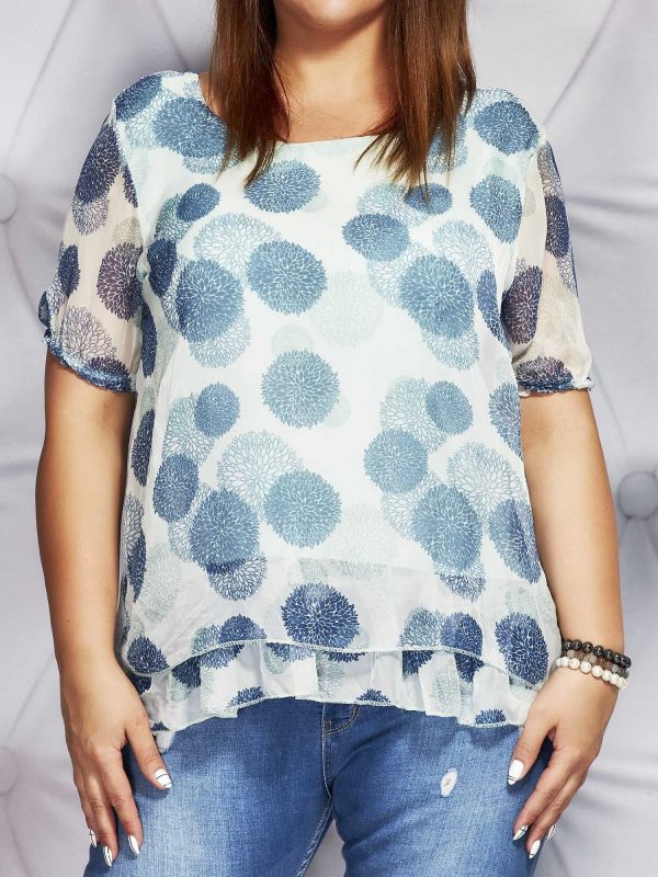 Wholesale Mint mist blouse in colorful patterns PLUS SIZE