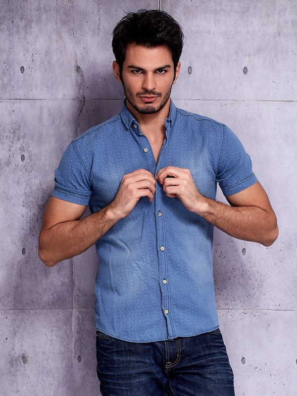 Wholesale Blue shirt for men in fine pattern