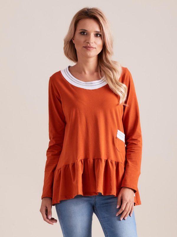 Wholesale Orange blouse with a basque