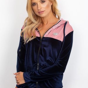 Wholesale Navy blue and pink velour sweatshirt