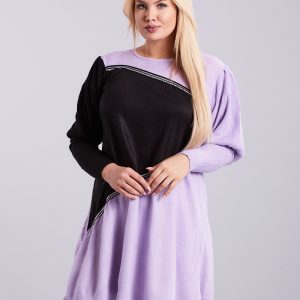 Wholesale Purple and Black Plus Size Knitted Dress