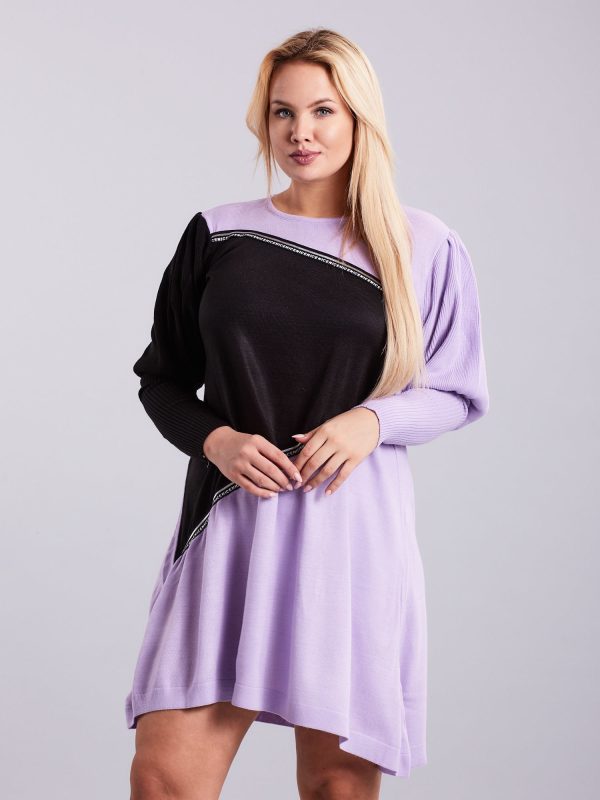 Wholesale Purple and Black Plus Size Knitted Dress