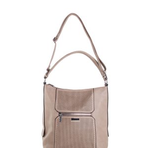 Wholesale Dunkelbeige geräumige Schultertasche mit abnehmbarem Riemen