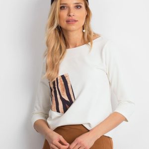 Wholesale Ecru women's blouse with pocket