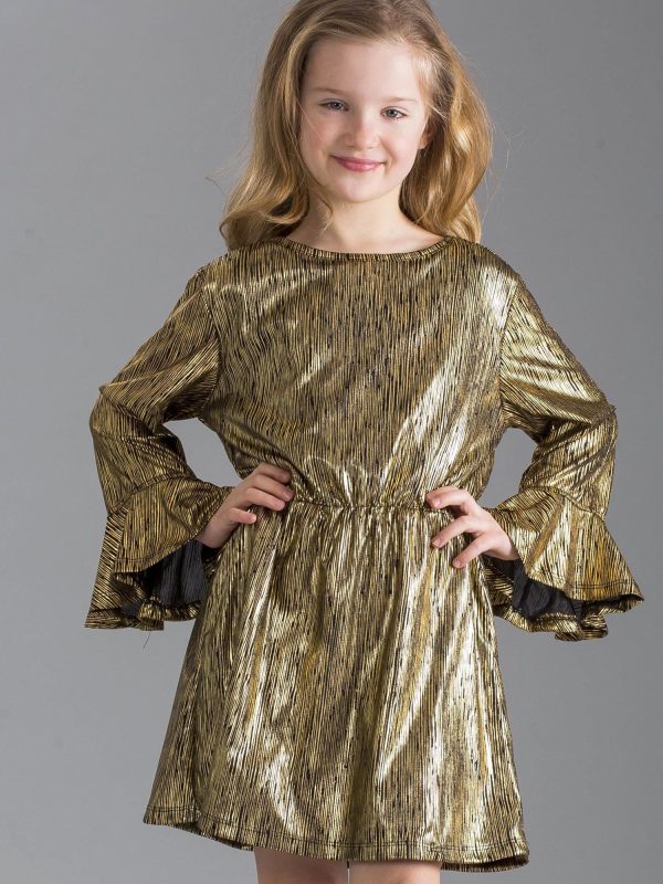 Wholesale Gold Striped Girl Dress