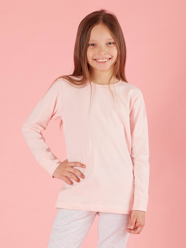 Wholesale Basic girl's light pink blouse