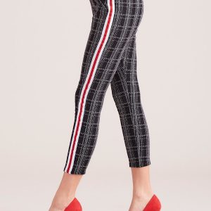 Wholesale Black fitted plaid pants with stripe