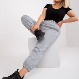 Wholesale Grey melange sweatpants plus size with banni pockets