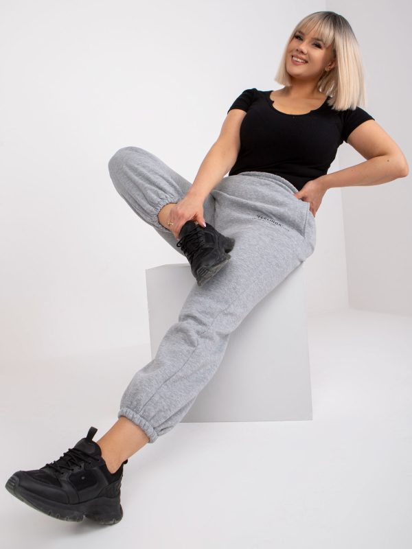 Wholesale Grey melange sweatpants plus size with banni pockets