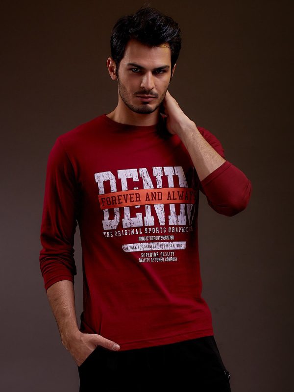 Wholesale Men's blouse with text print burgundy