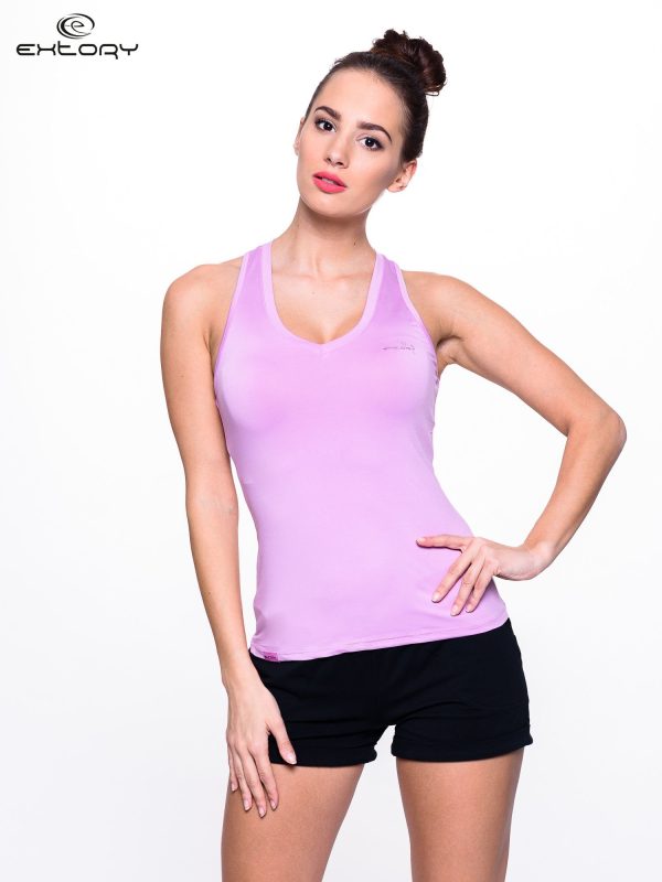 Wholesale Purple V Neckline Fitness Top