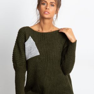 Wholesale Khaki Silver Pocket Sweater