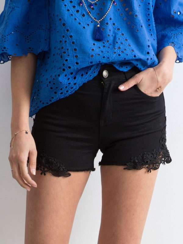 Wholesale Black shorts with lace