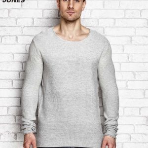 Wholesale Gray men's sweater with structural pattern