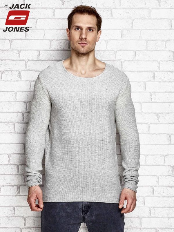 Wholesale Gray men's sweater with structural pattern