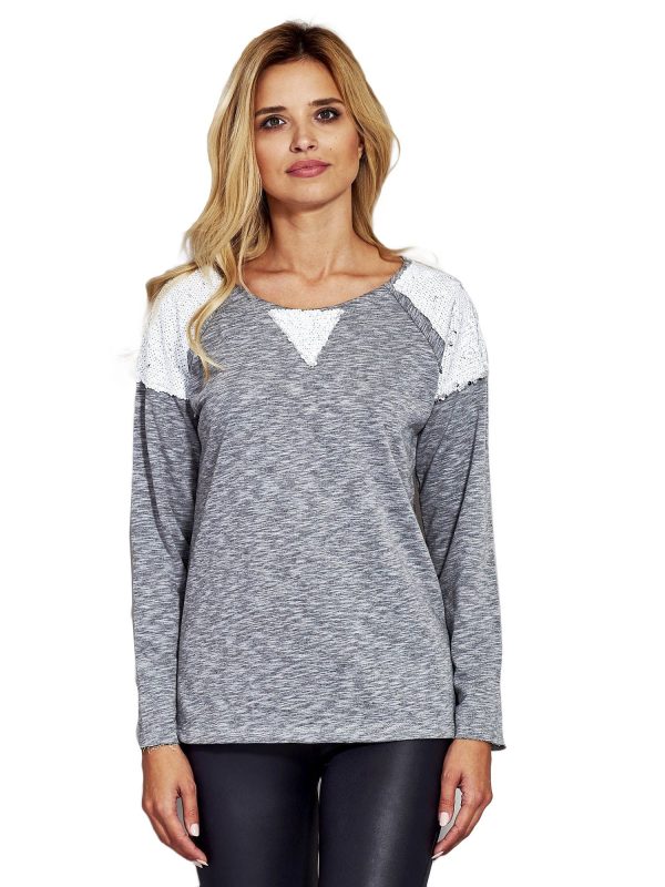 Wholesale Gray sweatshirt with sequin inserts