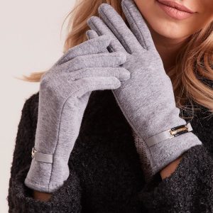 Wholesale Grey Women's Gloves With Buckle