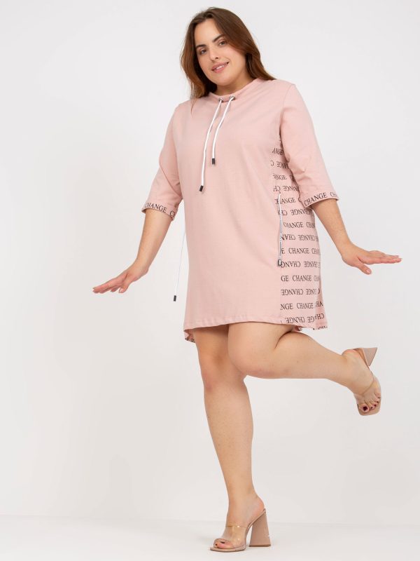 Wholesale Dirty Pink Plus Size Cotton Sweatshirt Dress