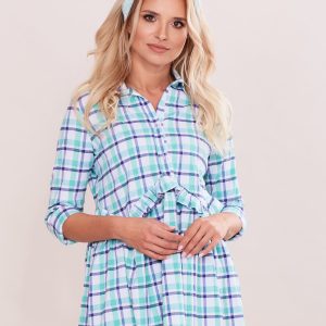 Wholesale Green checkered tunic with ruffle