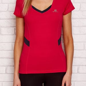 Wholesale Dark pink T-shirt with contrasting inserts PLUS SIZE