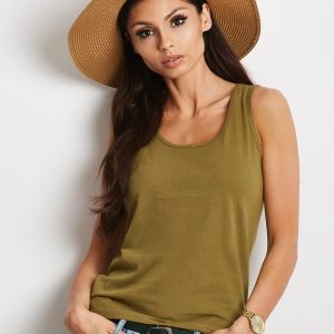 Wholesale Khaki women's top with slits on the back