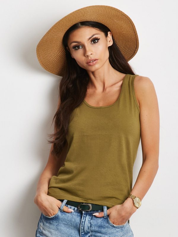 Wholesale Khaki women's top with slits on the back