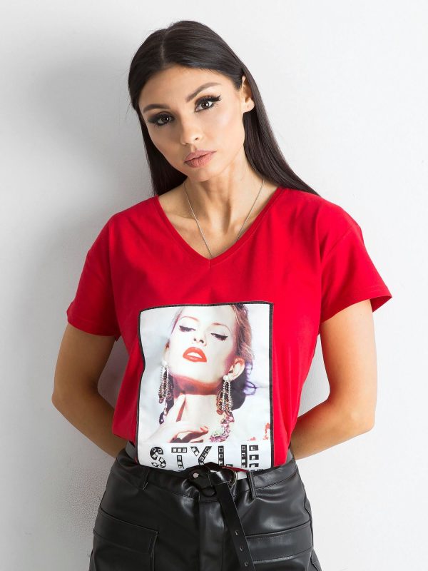 Wholesale Women's t-shirt in cotton red