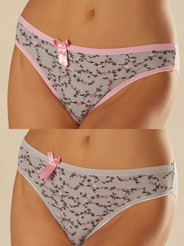 Wholesale Pink Grey Women's Floral Briefs 2-Pack