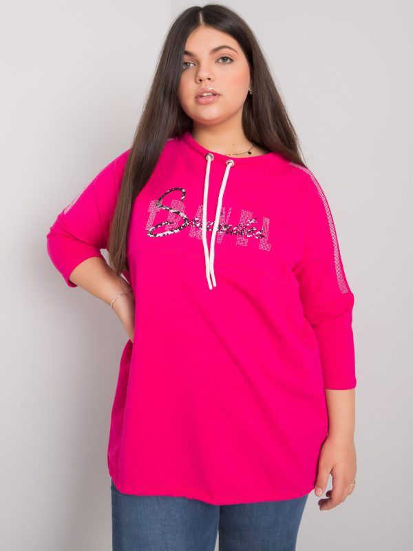 Wholesale Fuchsia plus size blouse with Ornella rhinestones