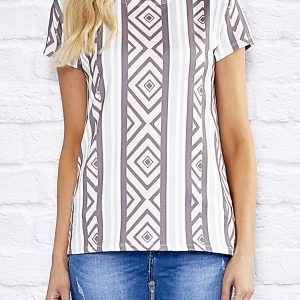 Wholesale T-shirt in diamonds and coral stripes