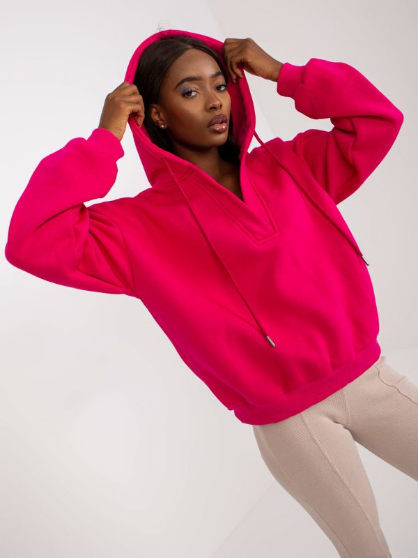 Wholesale Fuchsia Basic Cotton Hooded Sweatshirt