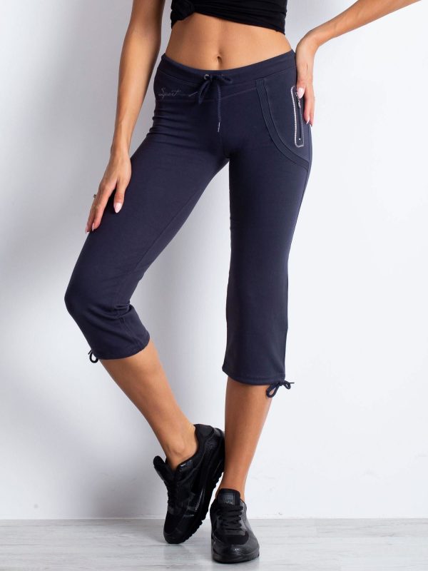 Wholesale Graphite capri sweatpants with side pocket