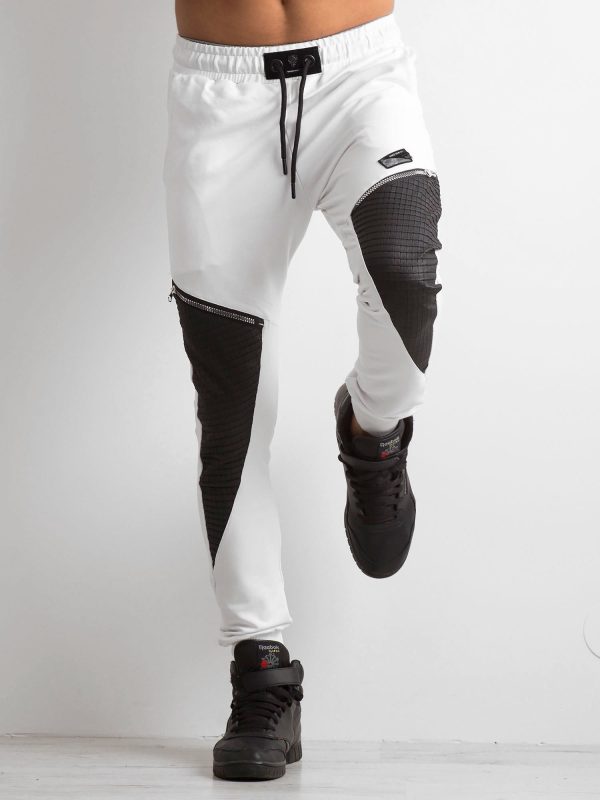 Wholesale Men's white sweatpants with applique