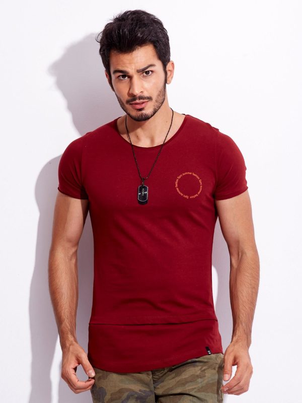 Wholesale Burgundy t-shirt for men with inscription