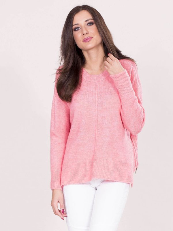 Wholesale Pink sweater with longer back