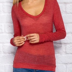 Wholesale Red blouse with rib