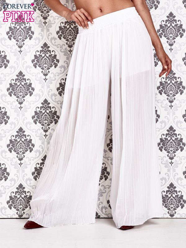 Wholesale White pleated palazzo pants