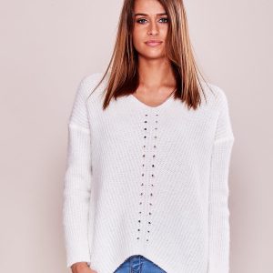 Wholesale Ecru women's loose sweater