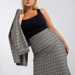 Wholesale Gray Plus Size Plaid Pencil Skirt