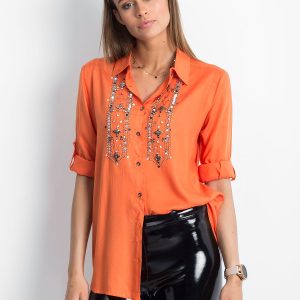 Wholesale Orange shirt with glossy applique